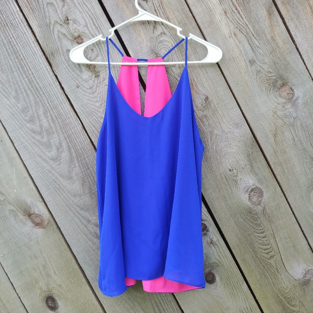 Blu pepper tank top, blue & pink, size S